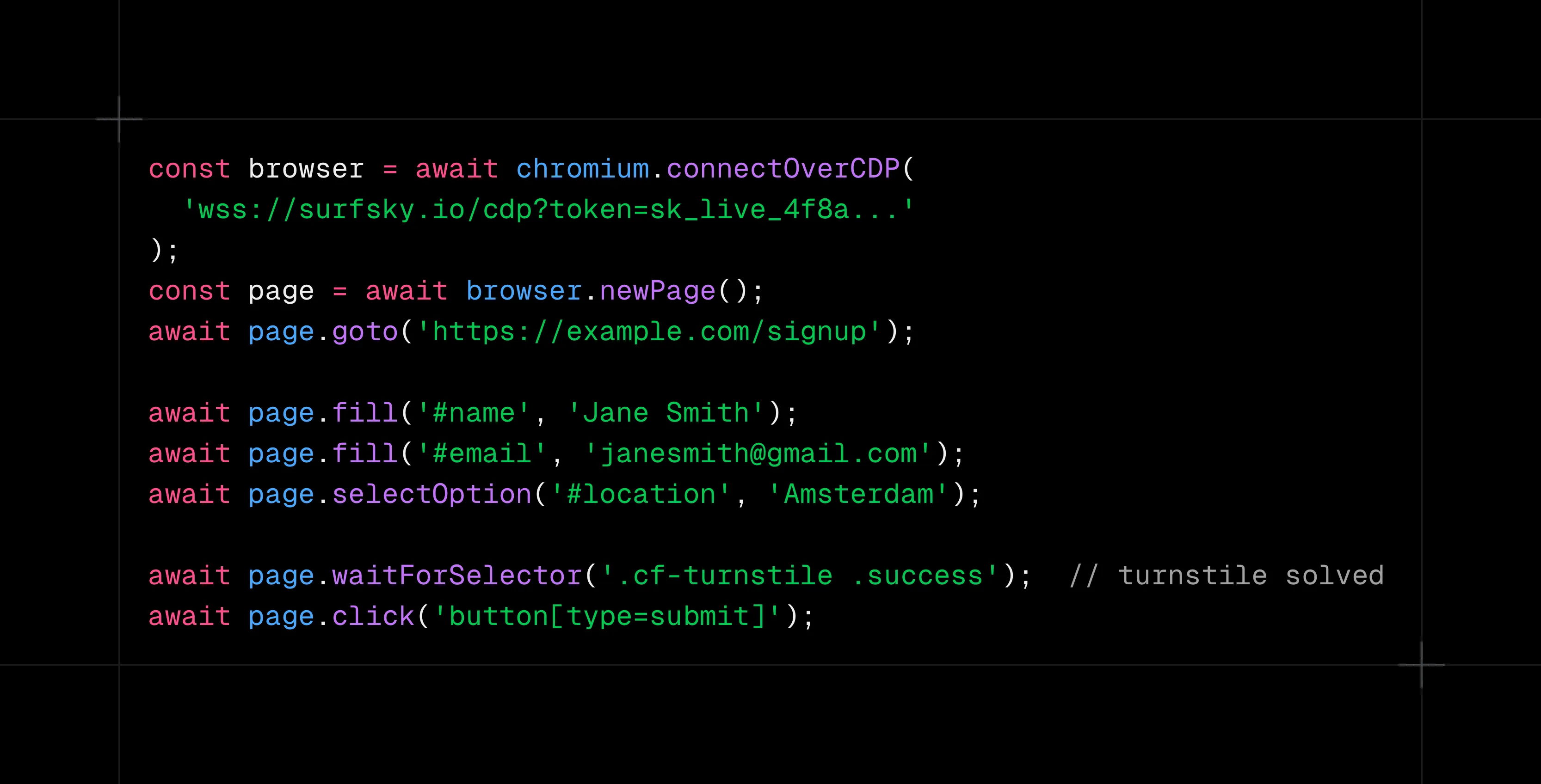 Playwright connectOverCDP automation script